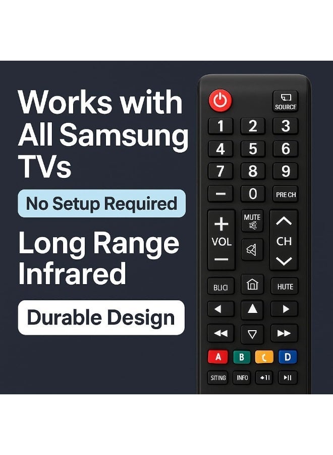 DESKET Newest Universal Remote Control Compatible with All Samsung TVs – Smart TV, LCD, LED, HDTV, 3D, Series Models – Infrared Replacement Remote for Samsung 2017-2024 TVs, No Programming or Setup Required (Batteries Not Included) - Image 2